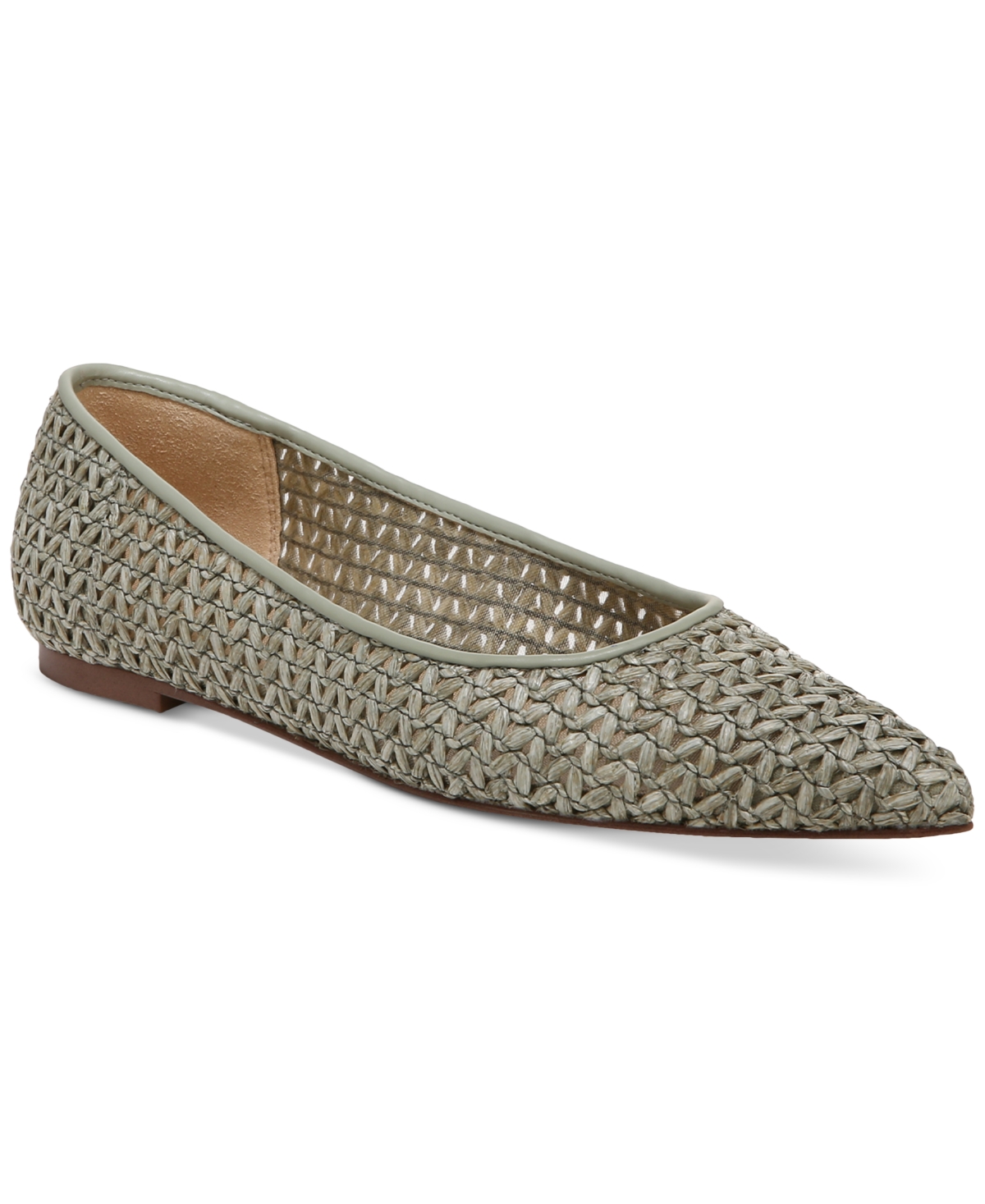 Sam Edelman Wanda Pointed Toe Flat In Dusty Sage Raffia