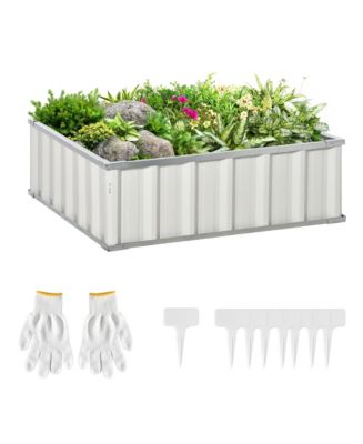 Outsunny Metal Raised Garden Bed No Bottom Planter Box w/ Gloves for ...