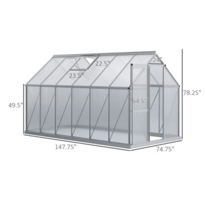 12'x6' Polycarbonate Walk-in Garden house w/ Sliding Door