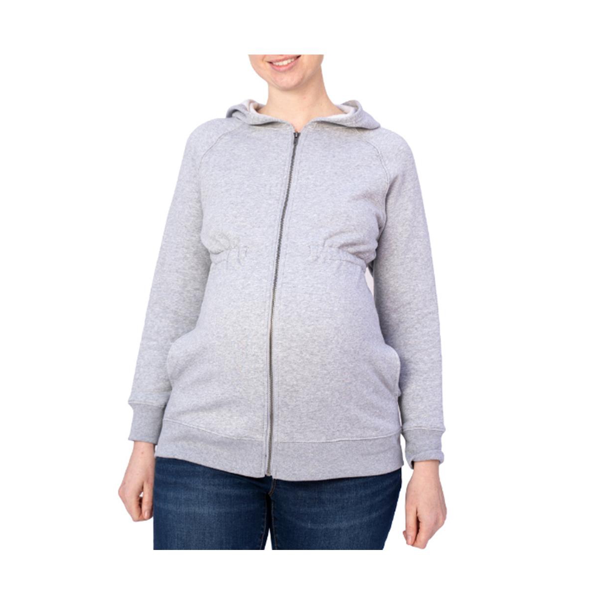 Women Zip Up Maternity Hoodie - Grey
