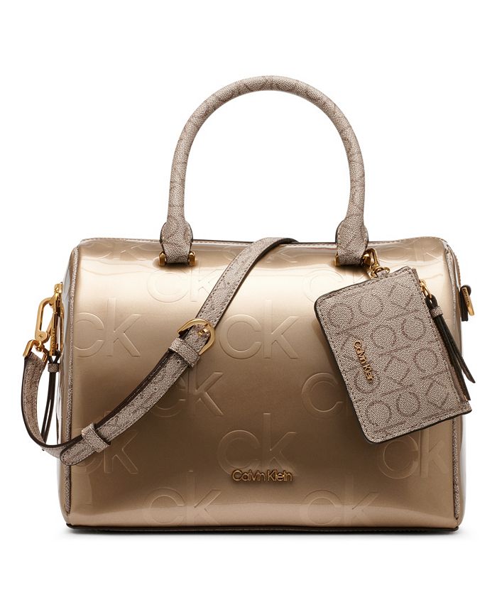 Calvin Klein Ashley Embossed Signature Top Zipper Satchel & Reviews -  Handbags & Accessories - Macy's