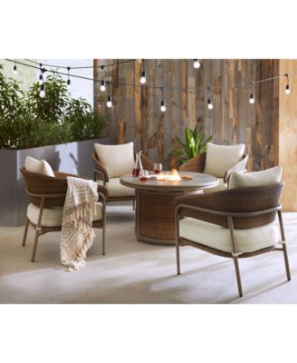 Drew & Jonathan Home Skyview Outdoor Fire Chat Set Collection In Driftwood