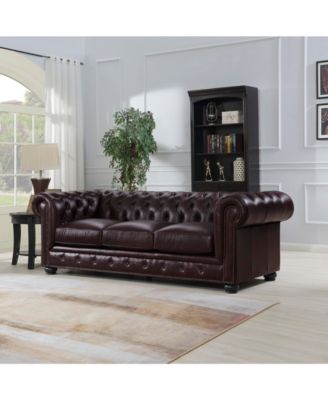 Alexandon Leather Chesterfield Tufted Sofa with Roll Arm