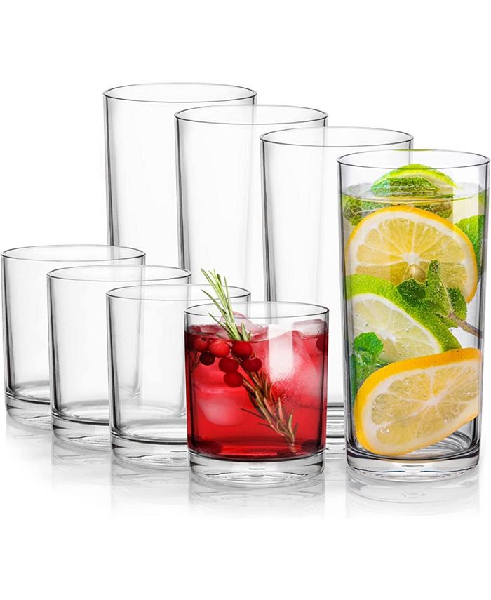 Zulay Kitchen Unbreakable Plastic Tumblers Drinking Glasses Set of