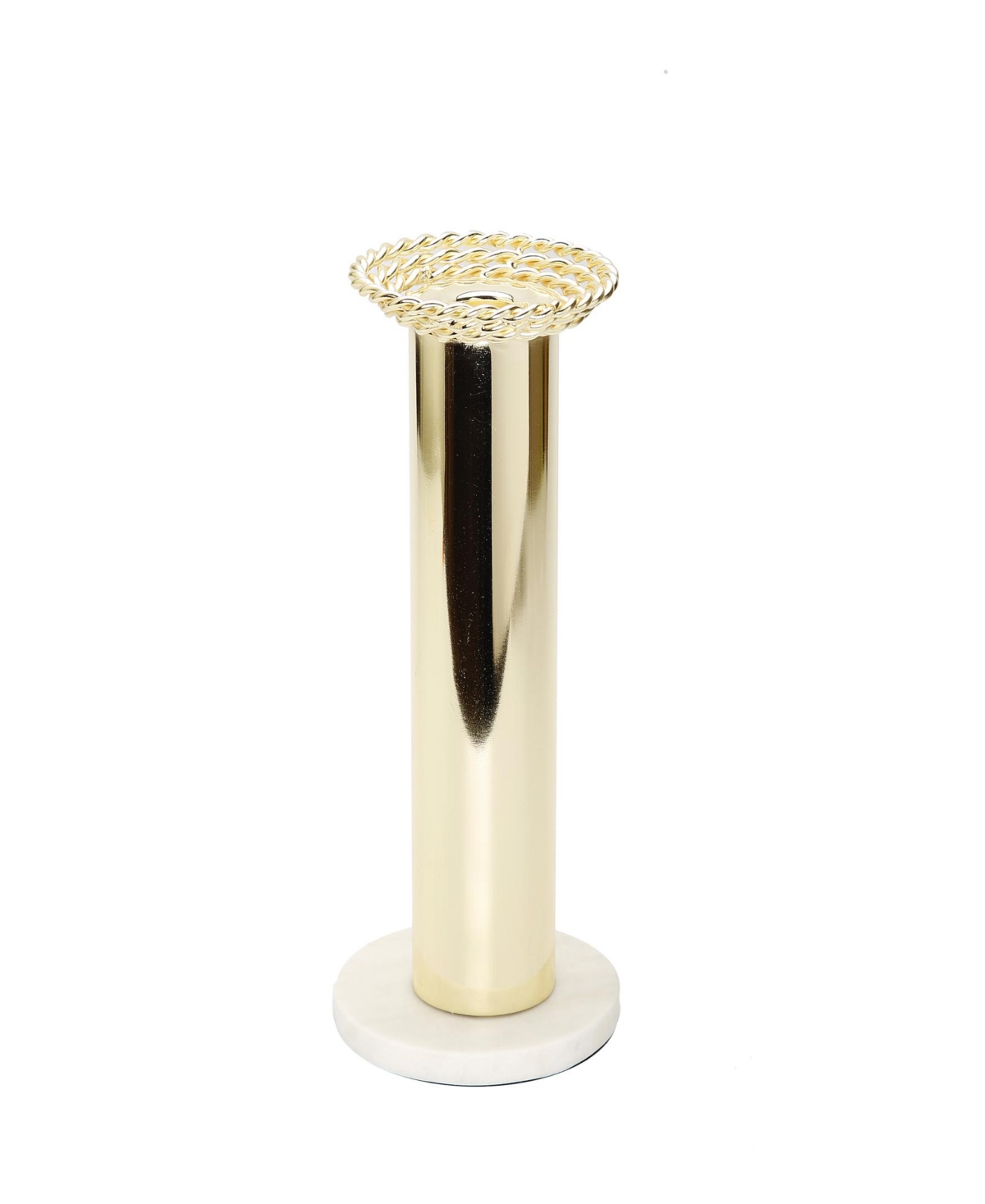 Shop Classic Touch Taper 10.5" Candle Holder On Marble Base In Gold