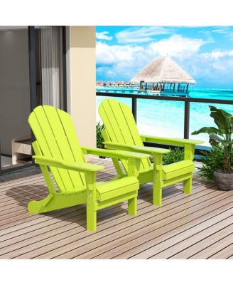 All-Weather Contoured Outdoor Poly Folding Adirondack Chair (Set of 2)