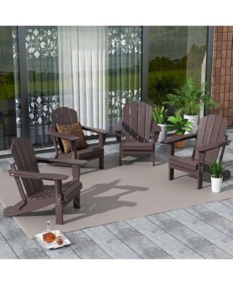 All-Weather Contoured Outdoor Poly Folding Adirondack Chair (Set of 4)