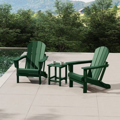 3 Piece Set Outdoor Folding Adirondack Chairs with Side Table