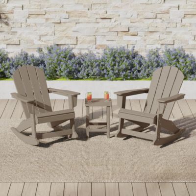 3 Piece set Outdoor Patio Poly Adirondack rocking chairs with side table