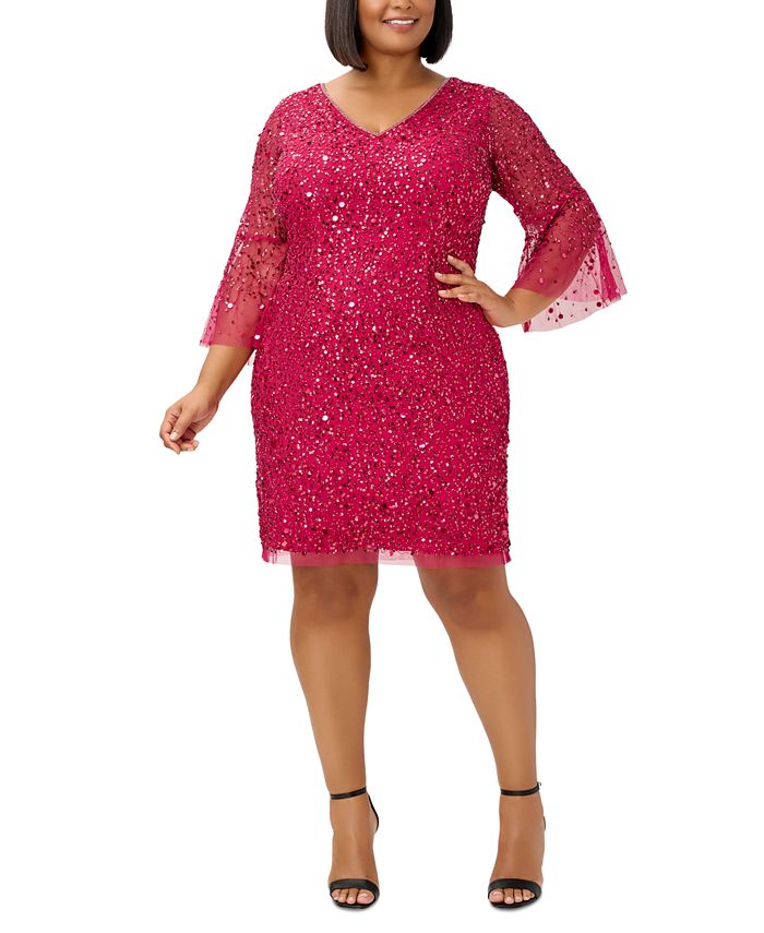 Adrianna Papell Plus Size Beaded Cocktail Dress - Macy's