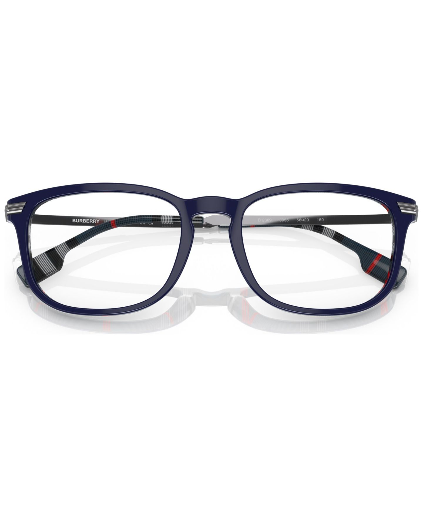 Мужские очки Burberry Man Rectangle Plastic BE2369 Cedric Eyeglasses, цвет: Синий тёмно-синий клетчатый — фото 5