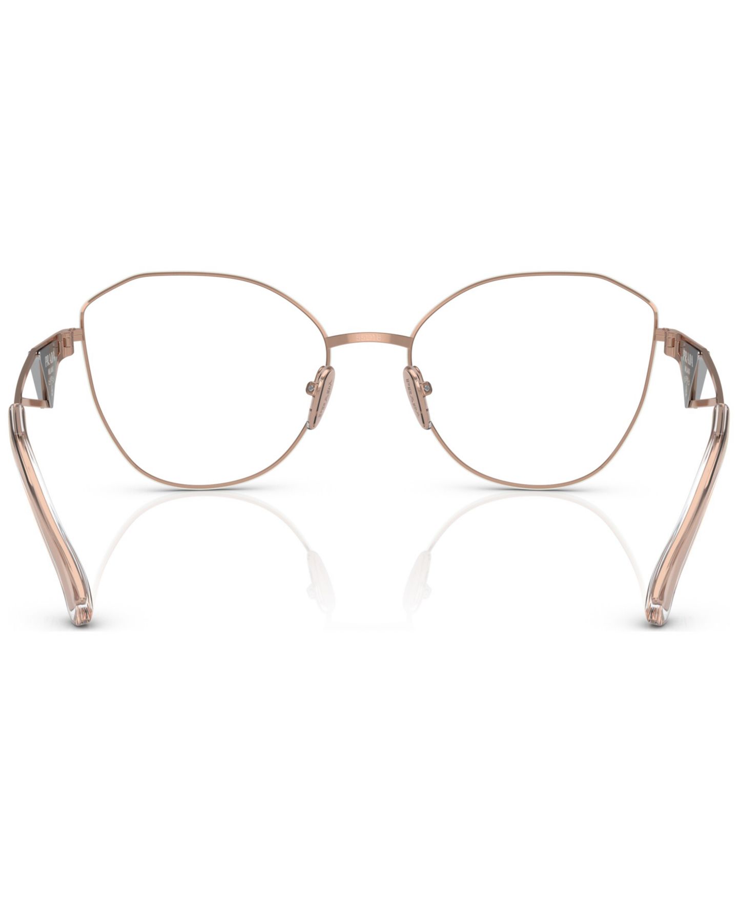 Женские очки Prada Woman Irregular Metal PR 52ZV Eyeglasses, цвет: Розовый золотой — фото 4