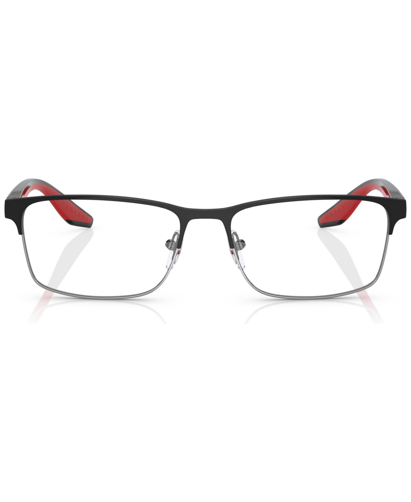Мужские очки PRADA LINEA ROSSA Man Rectangle Metal PS 50PV Eyeglasses, цвет: Чёрный / Серебристый — фото 2