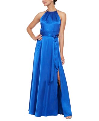 Flattering Halter Sleek Blue Dress