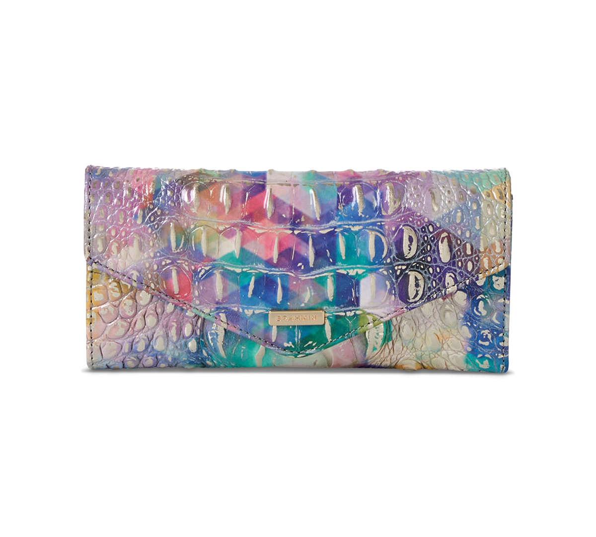 Brahmin Veronica Croc Embossed Leather Envelope Wallet In Chromatic
