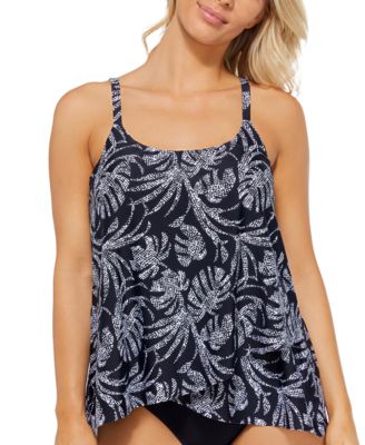 Island Escape - Cape Town Leaf-Print Adjustable Tulip-Hem Tankini