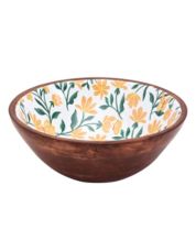 Arthur Court Salad Bowl Acacia Wood Serving for Fruits or Salads Wok Wave Style Extra Large Single Wooden Bowl - Silver