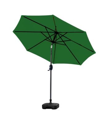9 Ft Outdoor Patio Market Umbrella with Square Plastic Fillable Base
