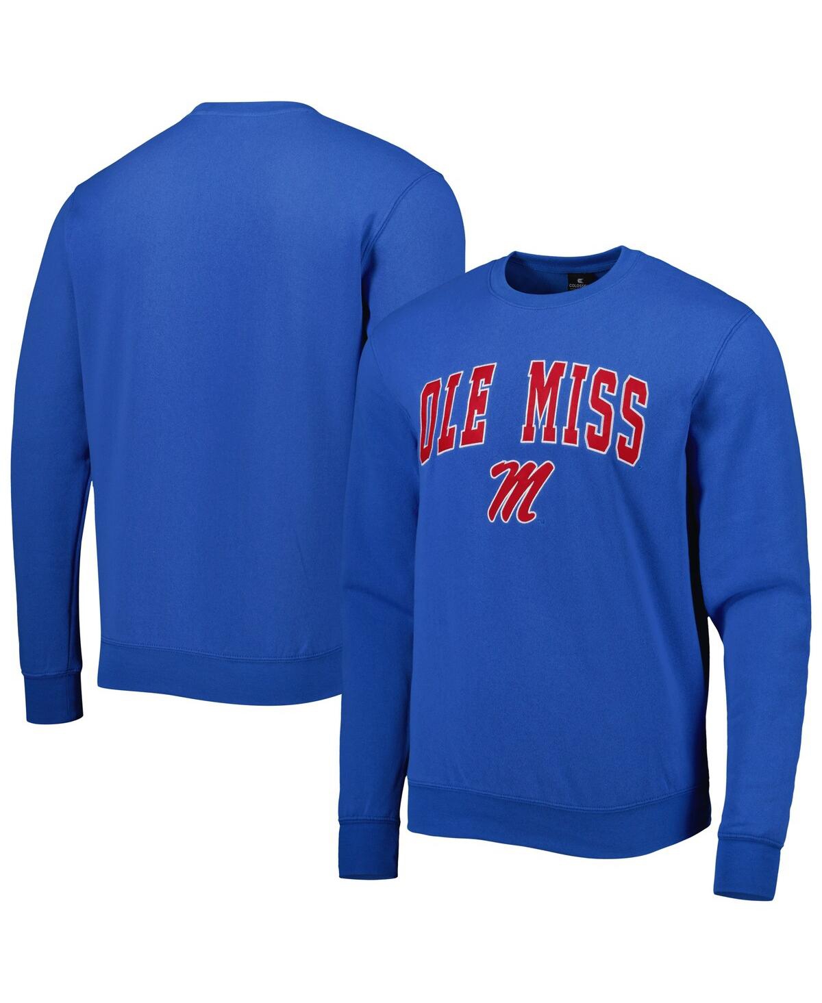 Colosseum Men's Ole Miss Rebels Arch & Logo Pullover Sweatshirt In Powder Blue