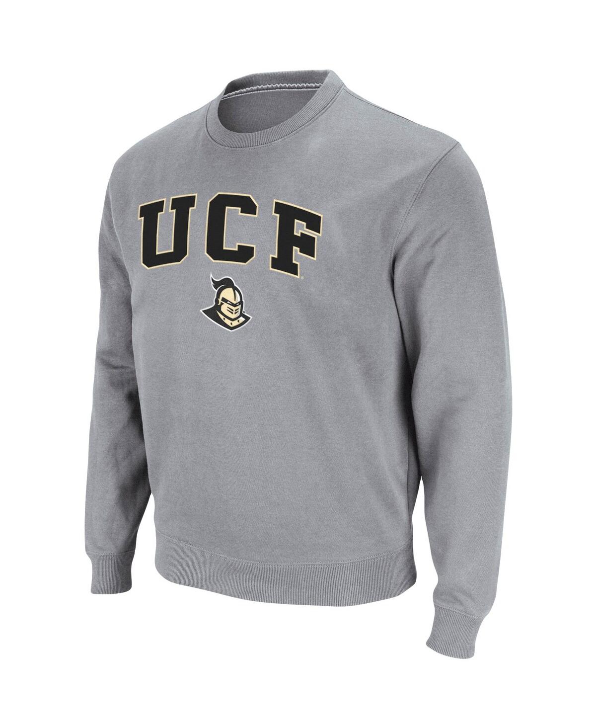 Colosseum Men's Ucf Knights Arch & Logo Tackle Twill Pullover Sweatshirt In Heathered Gray