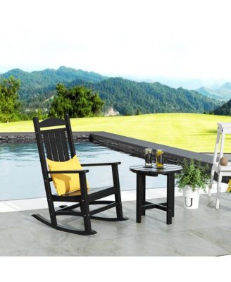 2-Piece Classic Porch Rocking Chair With Side Table Set