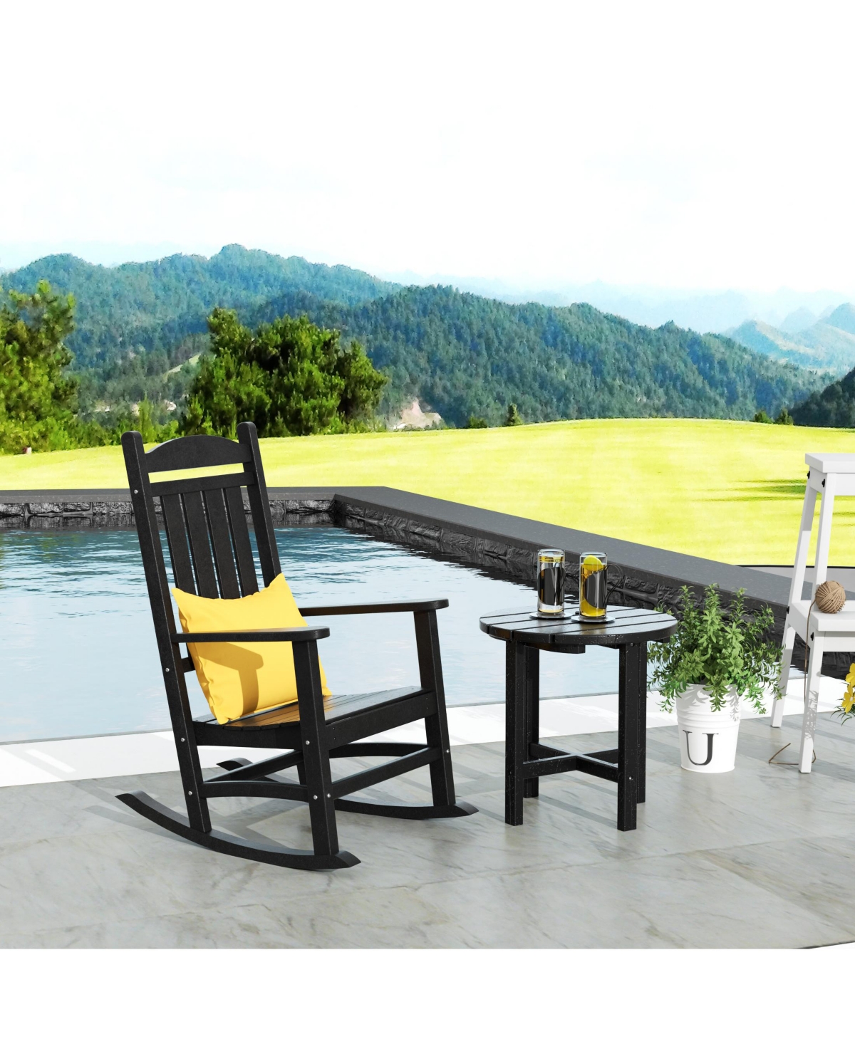 WestinTrends 2-Piece Classic Porch Rocking Chair With Side Table Set