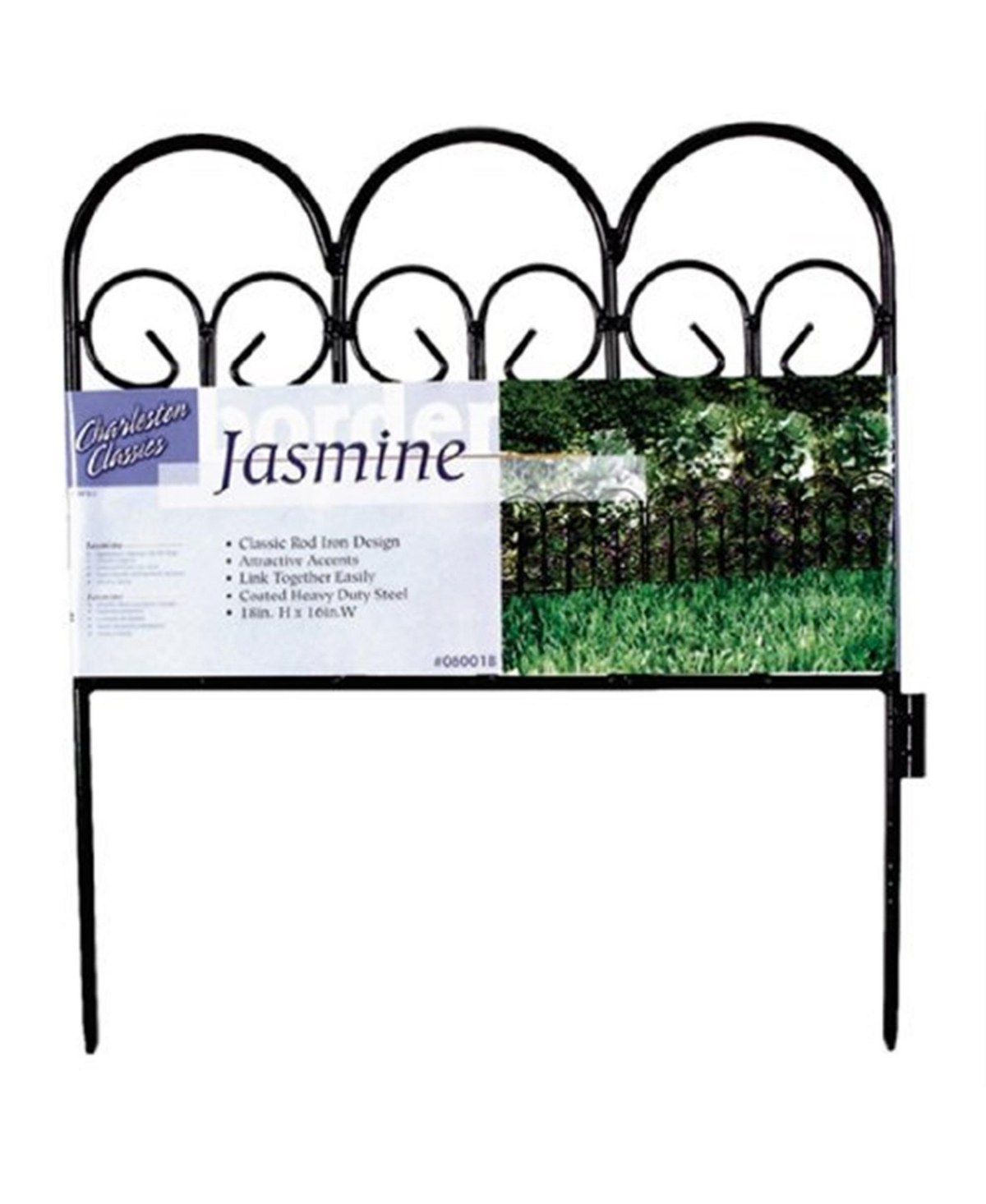 Jasmine Decorative Steel Landscape Border Fence Section - Black