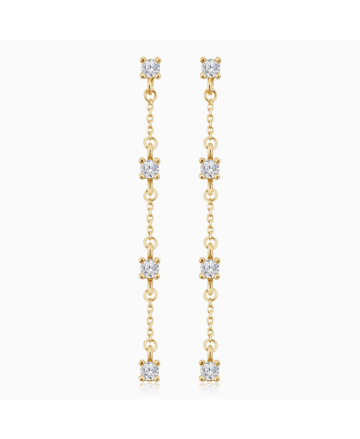 Oradina Women's 14k Yellow Gold, White Topaz Seeing Sparks Drop Earrings In Yellow Gold/white Topaz