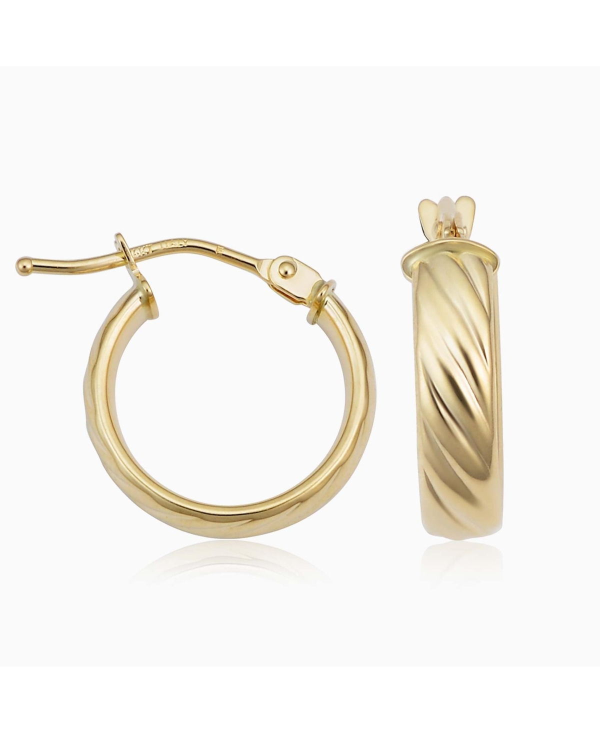 Oradina 14k Yellow Gold With A Twist Mini Hoops In Yellow Gold