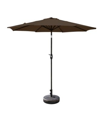 9 Ft Outdoor Patio Market Umbrella with Bronze Round Base