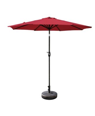 9 Ft Outdoor Patio Market Umbrella with Bronze Round Base
