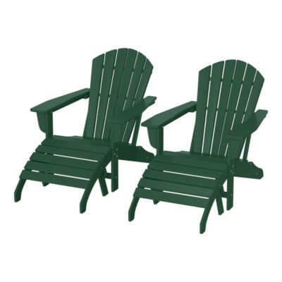 Adirondack Chair with Footrest Ottoman Set (Set of 2)