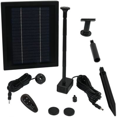 65 GPH Solar Pump and Solar Panel Kit with Battery Pack, Remote Control and LED Light - 47-Inch Lift