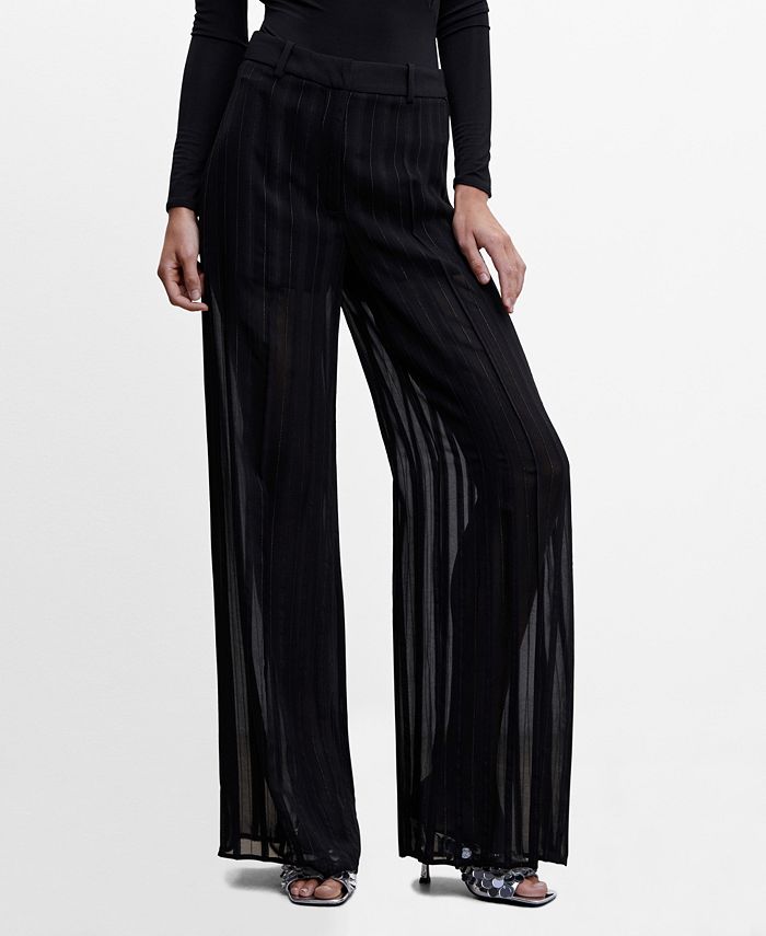 MANGO Women's Semitransparent Pinstripe Pants - Macy's