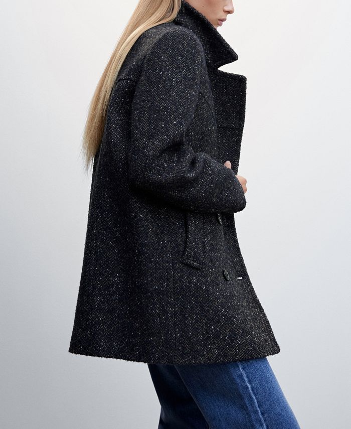 MANGO Women's Marbled Coat with Lapels Macy's