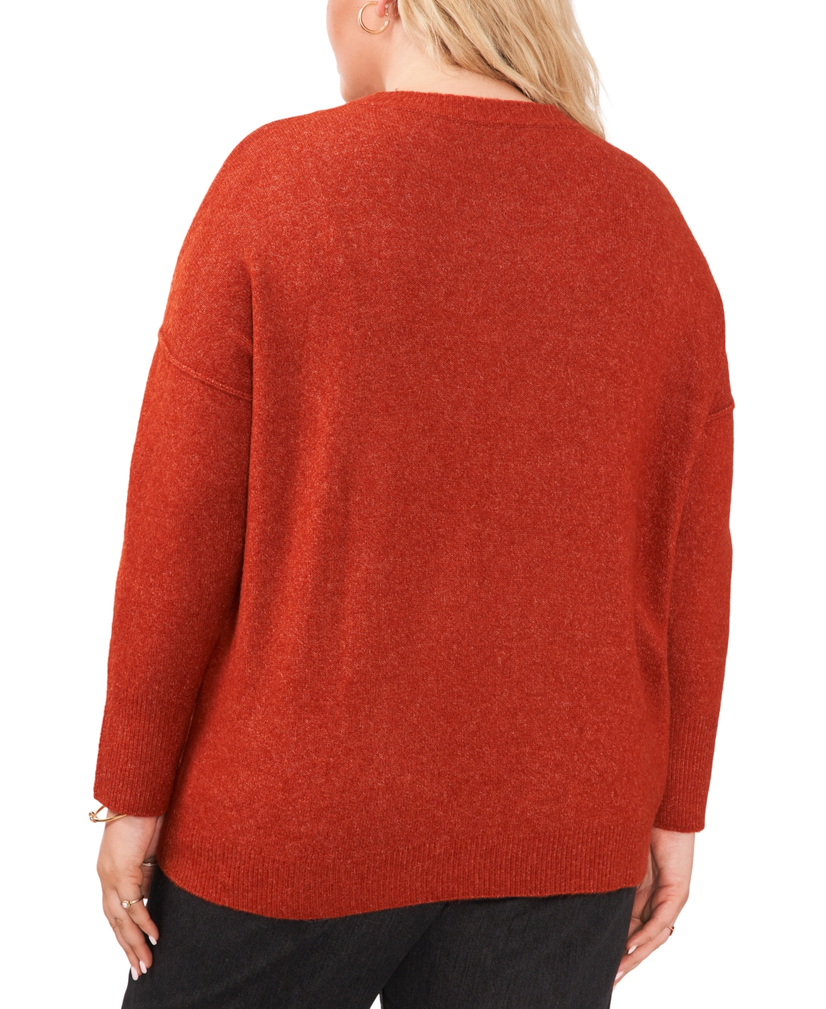 Vince Camuto Plus Size Cozy Crewneck Long-Sleeve Extend-Shoulder Sweater