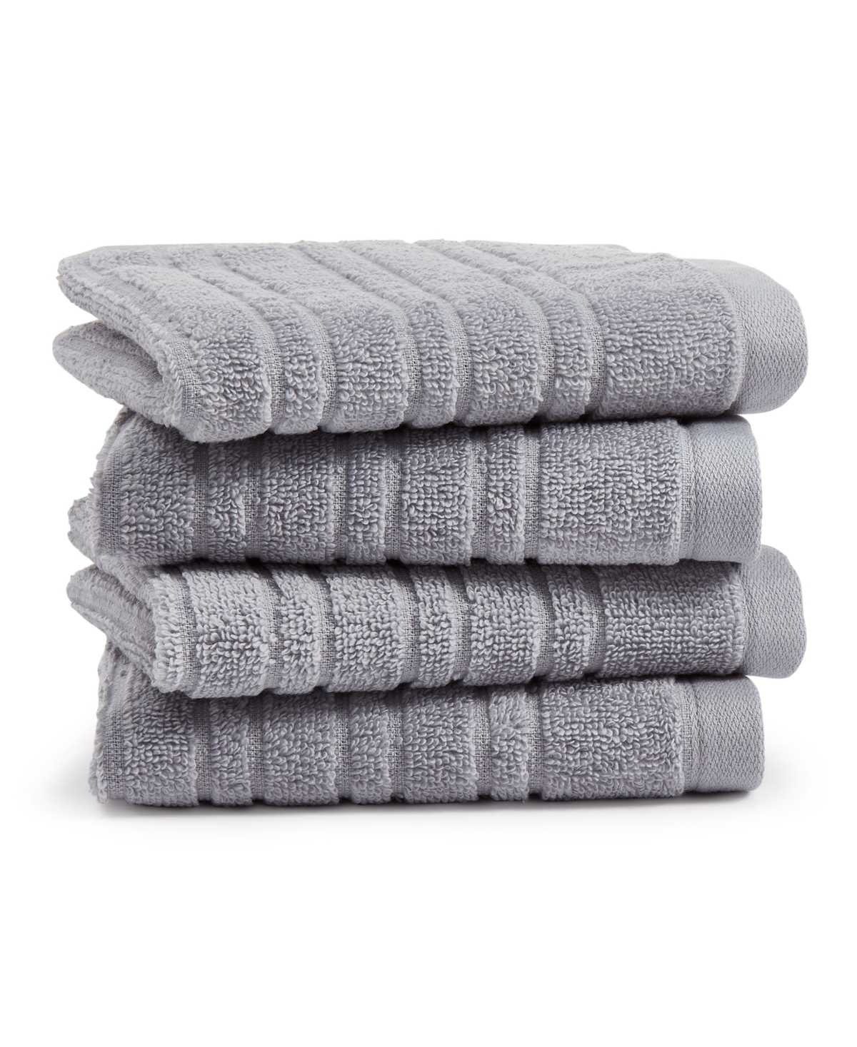 Home Design Quick Dry Cotton 4-pc. Washcloth Set, Created For Macy's In Brushed Alloy