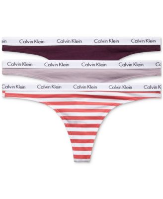 Calvin Klein Carousel Cotton 3-Pack Thong Underwear QD3587 & Reviews ...
