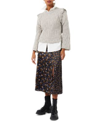French Connection - Women's Linny Ruffled Cable Knit Sweater