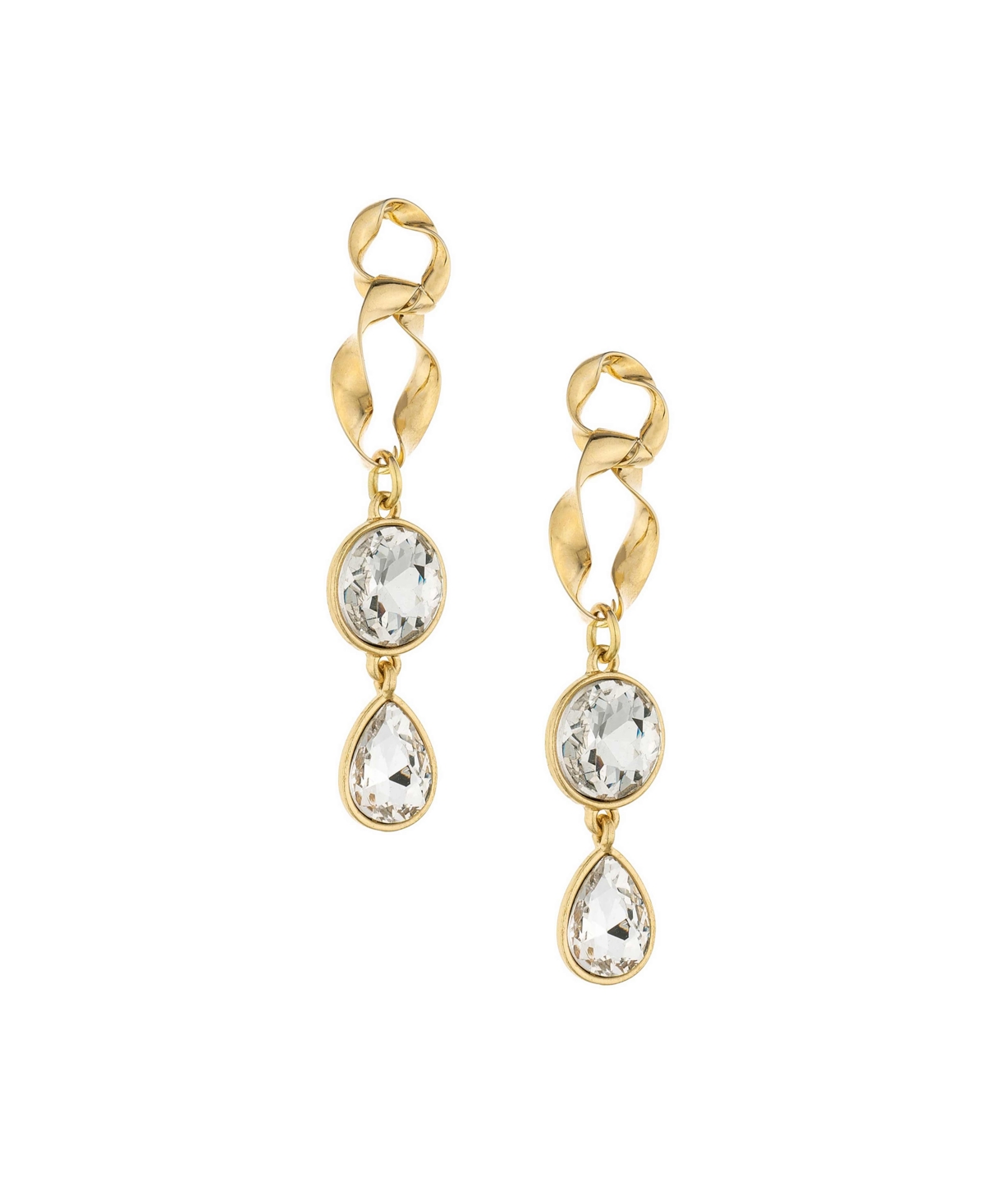 Ettika Crystal Dangle Earrings In Twisted 18k Gold Plating In Yellow