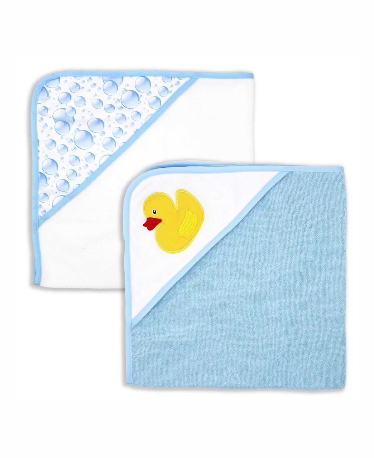 3 Stories Trading Baby Boys Or Baby Girls Duck Hooded Towels, Pack Of 2 In Blue And Yellow