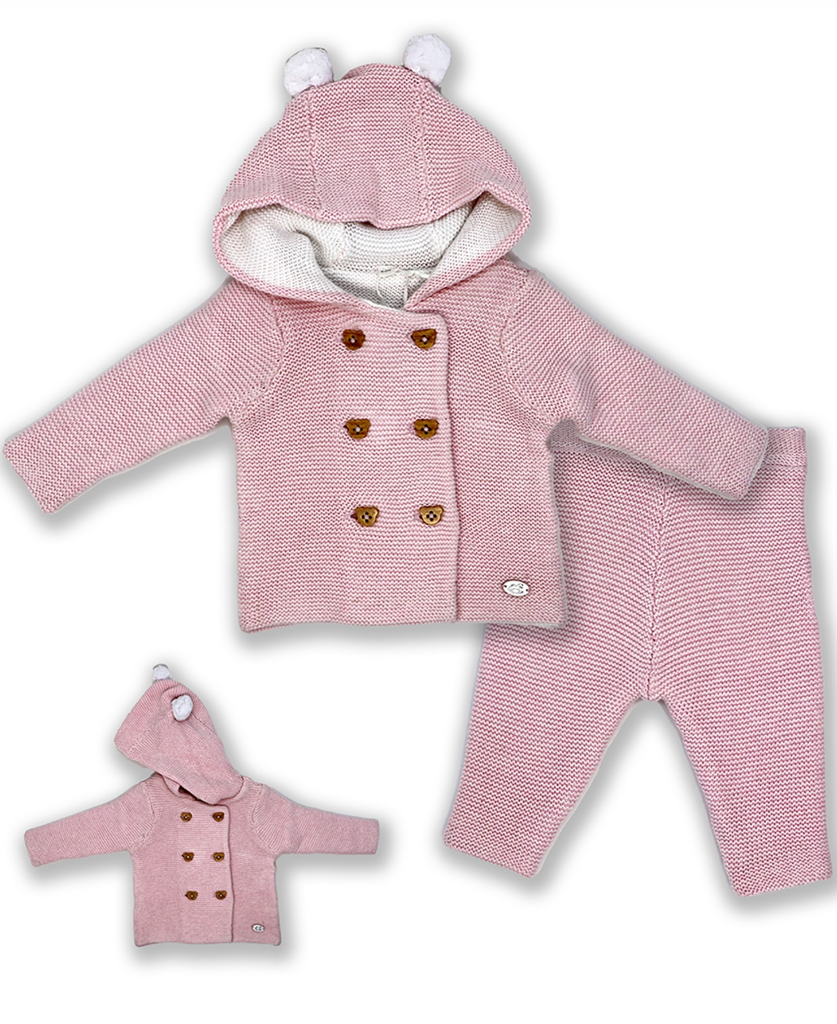 3 Stories Trading Kids' Baby Girls Knit Hooded Sweater And Pant, 2 Piece Set In Pink