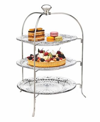 Dublin Crystal Round Three-Tier Serving Stand