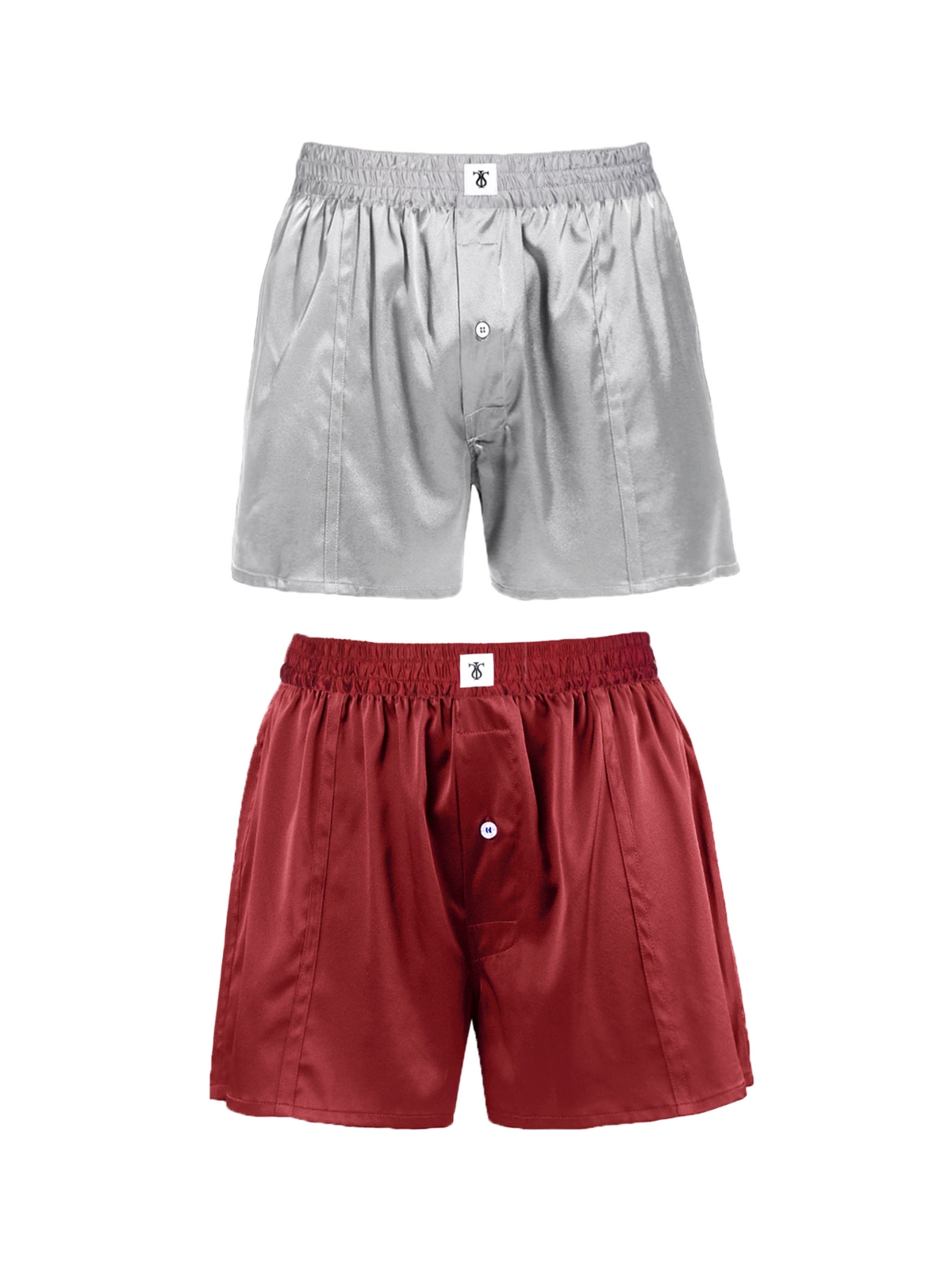 Men's Luxury Fitted Draping Silk Boxer For Men - Claret  Middle Gray