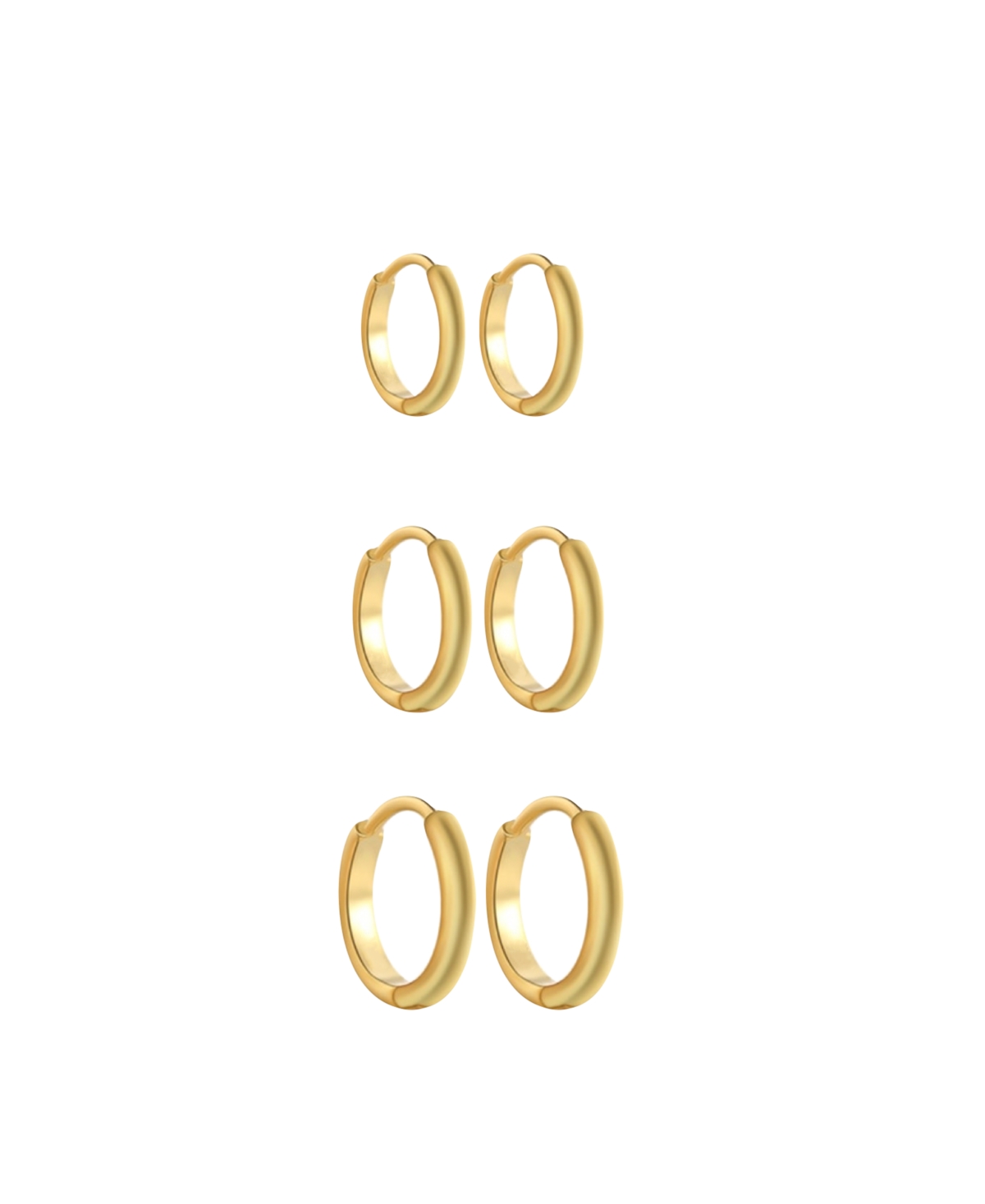 Ben Oni Kat 3 Pair Huggie Hoop Earrings Set In Gold