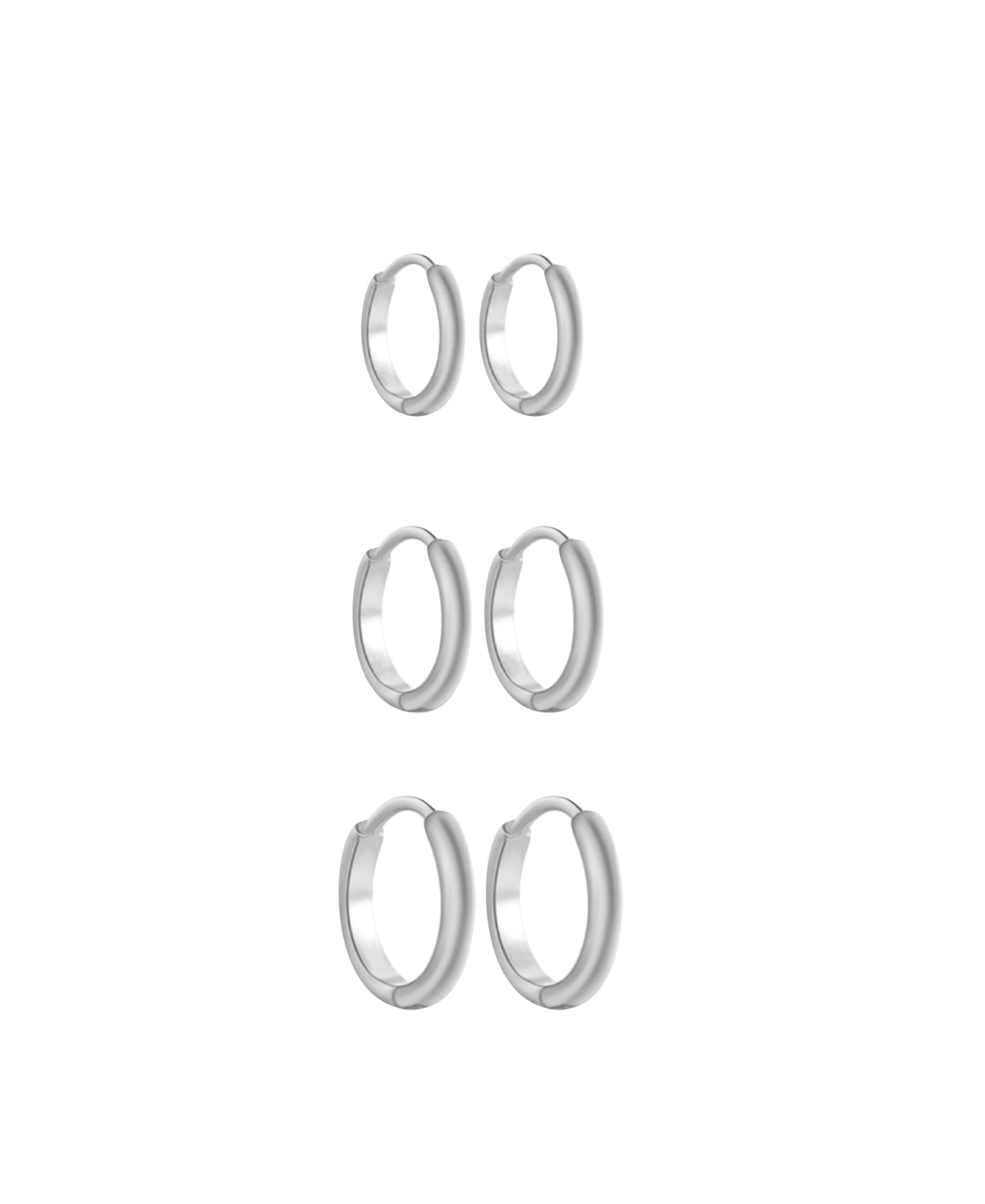 Ben Oni Kat 3 Pair Huggie Hoop Earrings Set In Silver