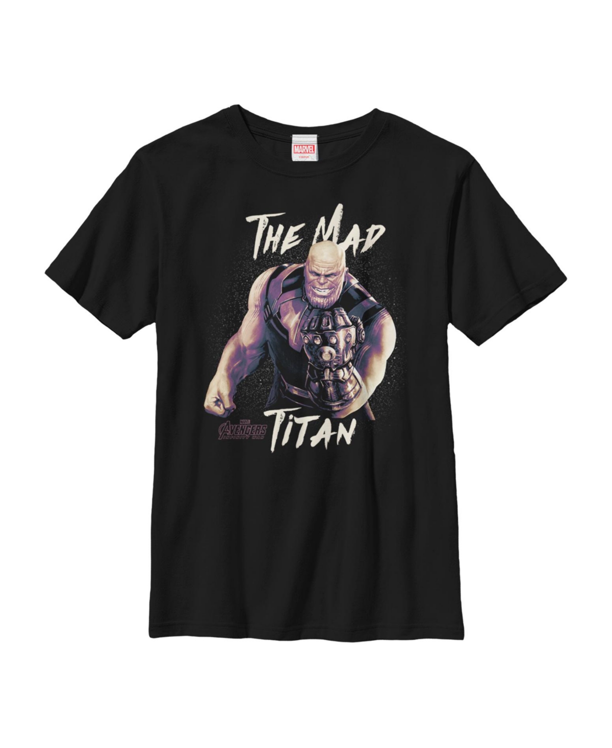 Boy's Marvel Avengers: Infinity War Mad Titan Grin Child T-Shirt - Black