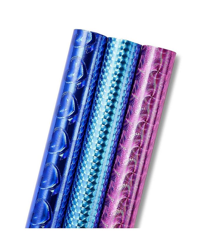Juvale 3 Rolls Holographic Wrapping Paper, Iridescent Foil Gift Wrap