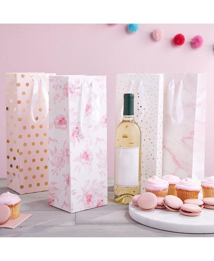 Sparkle and Bash Champagne Wine Bottle Gift Bags for Bridal Shower and