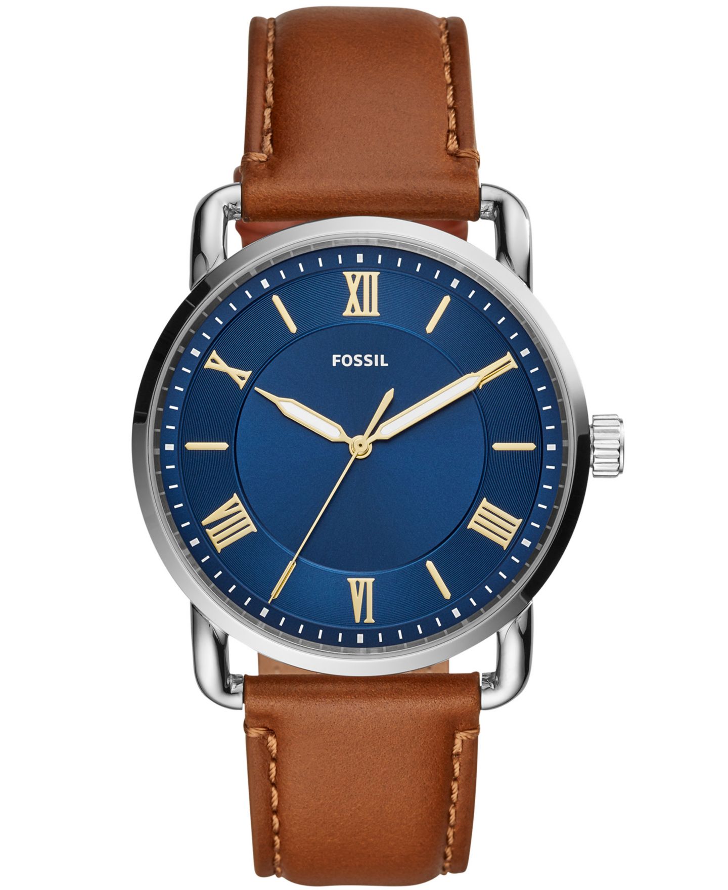 Мужские часы Fossil Copeland Brown Leather Strap Watch 42mm — фото 1